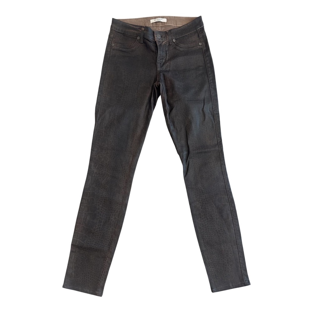 Rich & Skinny Legacy Jn Marsh Croc Embossed Skinny Jeans Brown 24 NWT